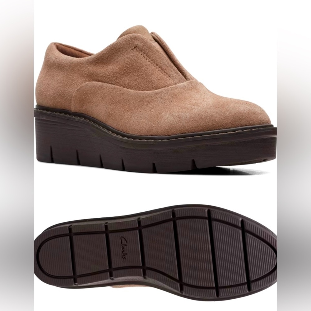 Clarks Brown Suede Platform Shoes